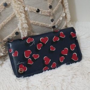 GUCCI Navy Blue Leather Heart Pattern Wallet